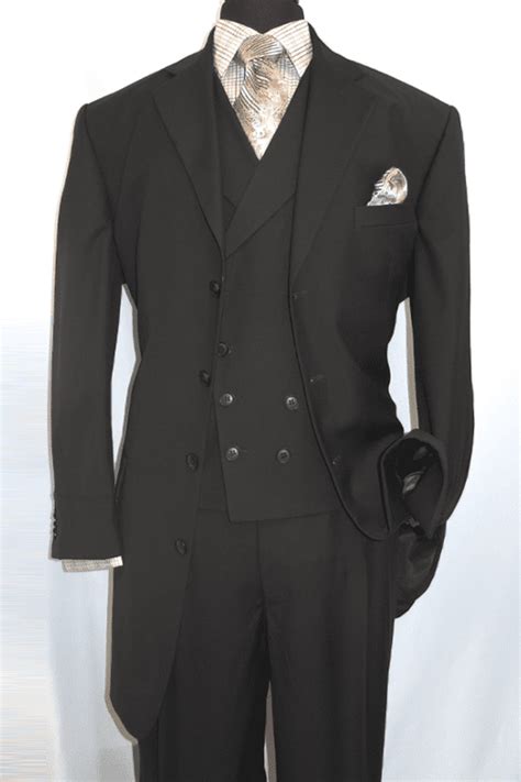 mens  button double breasted vest suit  black alligatorwarehouse