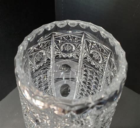 Pretty 9 3 4 Czech Bohemian Cut Crystal Vase Stars Etsy