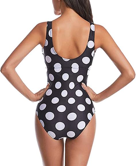 Damen Einteilige Badeanzügen Bikini Badebekleidung Punktdruck Badeanzug