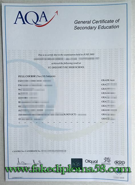 General Certificate Of Secondary Education Aqa Gcse Buy Fake Diploma
