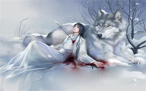White Wolf Anime Anime Wolves Wallpapers Wallpaper