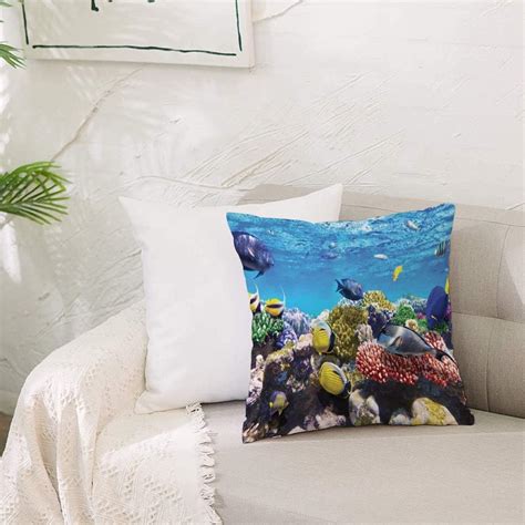 Cushion Covers 20x 20 Inch Soft Polyesteroceantropical Corals Fish