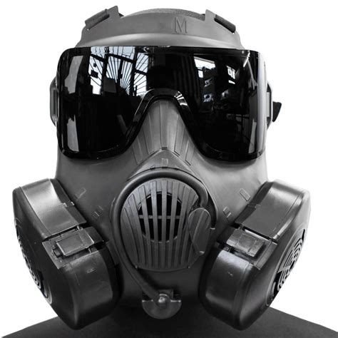 Lancer Tactical M50 Cbrn Full Face Airsoft Gas Mask W Fan Black