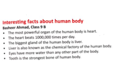 Solution Interesting Facts About Human Body Studypool