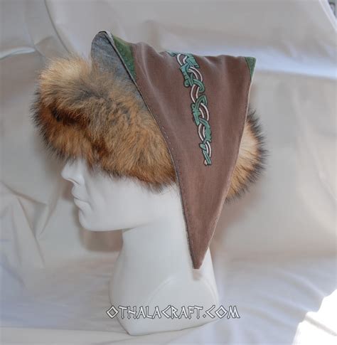 Triangle Hat For Viking With Embroidery And Silk Othalacraft