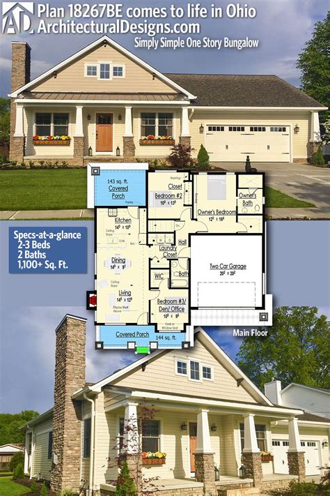 Architectural Designs Bungalow House Plan 18267be Comes To Life In Ohio