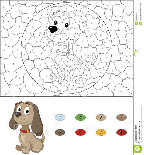 Mystery mosaic use color to reveal secret images color by number: Cartoon Dog. Color By Number Educational Game For Kids ...