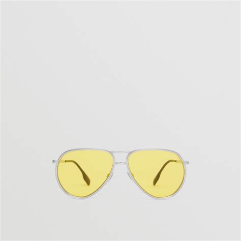 Pilot Sunglasses In Yellow Men Burberry® Official