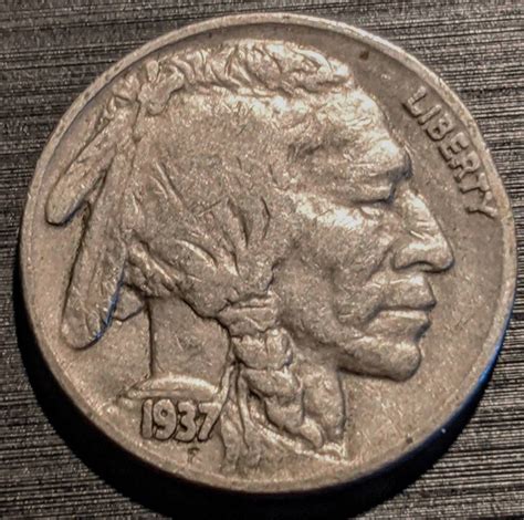 Vintage 1937 Buffalo Nickel Full Date Five Cent Indian Piece Etsy