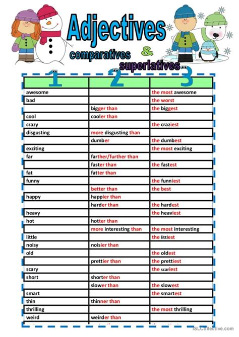 Comparative Superlative Adjectives C English Esl Worksheets Pdf Doc