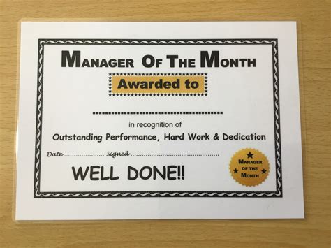 Manager Of Month Award Certificates 50 X A5 Eye Catching Etsy