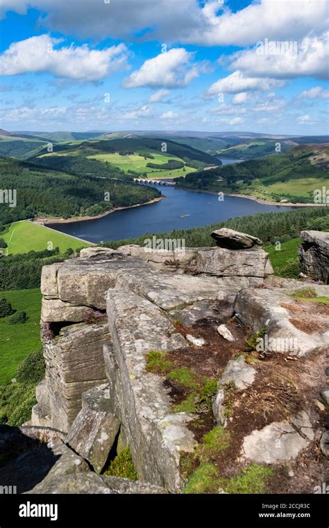 A View From Bamford Edge Over Looking Ladybower Reservoir In The Peak