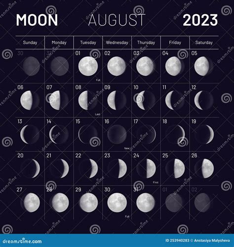 Lunarkalender Voor 2023 Jaarplanning Maandelijkse Cyclus Vector