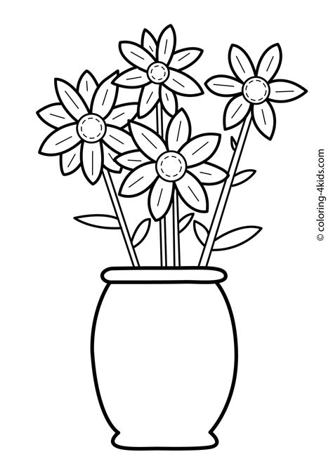 We have included 50 unique designs with animals, flowers, food, objects, and more! Flowers coloring pages for kids, printable, 6 | Flower ...