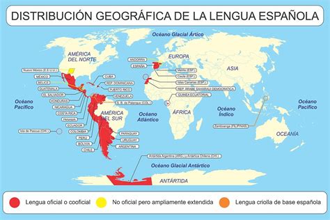 Distribución Geográfica De La Lengua Española En Cada Continente Acalanda