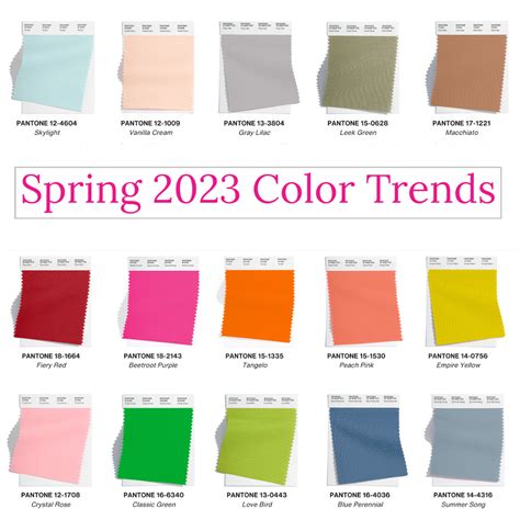 Color Palette 2023 Pantone Spécialiste De La Révision 2023