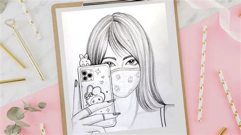 Girl Drawing Easy Notebook Drawing Sketches Tutorial Spring