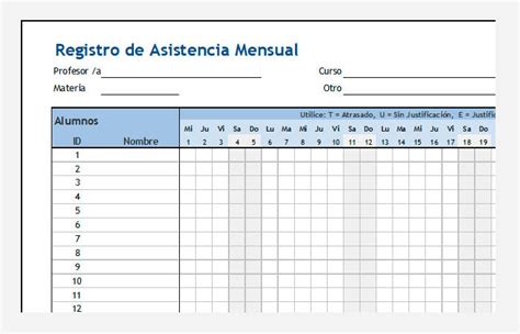 Ejemplos De Hojas En Excel Para Registro De Asistencia Y Evaluaciones