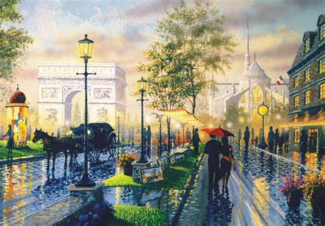 1920x1080px 1080p descarga gratis Αrt arte parís pintura día lluvia calle pareja
