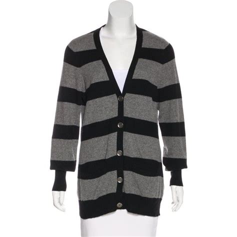 Pre Owned Magaschoni Striped Cashmere Cardigan 95 Liked On Polyvore
