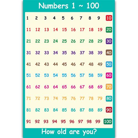 Buy Xunxi Learning Charts Number 1 100learning To Count Childrens