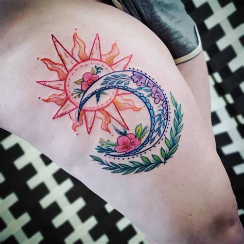 Top 35 Best Sun And Moon Tattoos 2020 Inspiration Guide