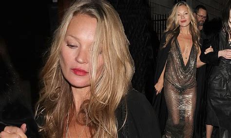 Kate Moss Suffers A Major Wardrobe Malfunction In Her Plunging Sheer Dress Daily Mail Online