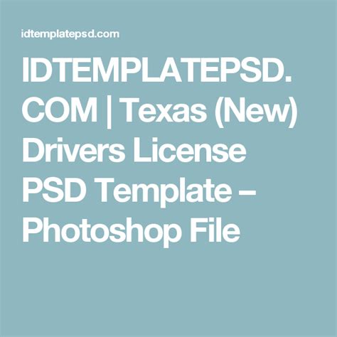 Idtemplatepsdcom Texas New Drivers License Psd Template
