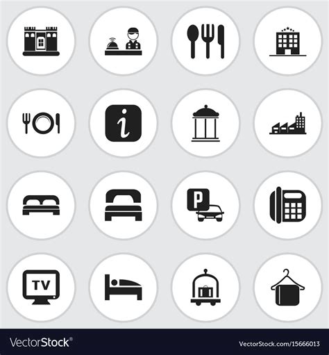Set 16 Editable Hotel Icons Includes Symbols Vector Image