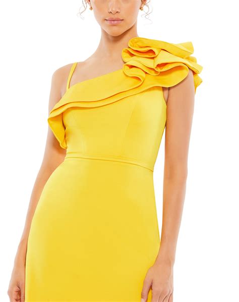 One Shoulder Ruffle Mini Dress Mac Duggal