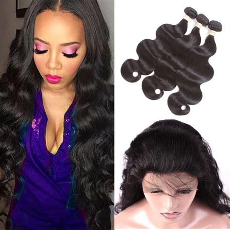 Aliexpress Com Buy Indian Body Wave Human Hair Weave Bundles With Lace Frontal Closure