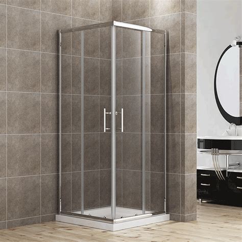 It features two sliding doors with understated chrome handles to maximise space and provide easy access. 760x760mm Shower Enclosure Corner Entry Cubicle Glass ...