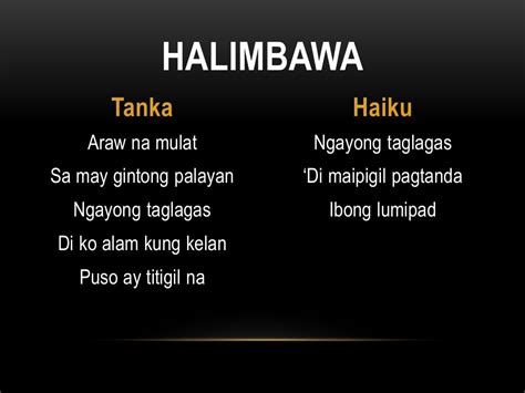 Filipino 9 Tanka At Haiku