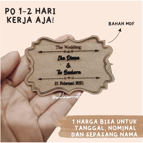 Jual Name Tag Kayu Mdf Grafir And Laser Cut Custom Nama Inisial Text