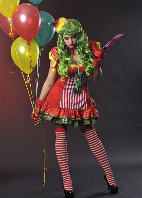 Womens Halloween Red Scary Clown Costume Ladies Scary Clown Costume