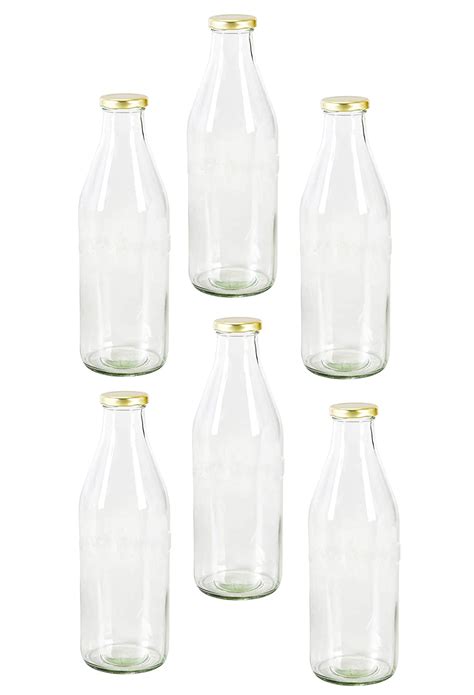 Pure Source India Glass Bottle 1000ml Set Of 6 Transparent Amazon