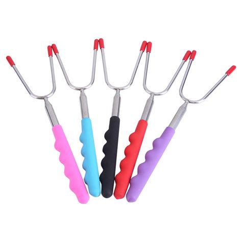 5pcs Telescoping Bbq Forks Stainless Steel Barbecue Roasting Fork