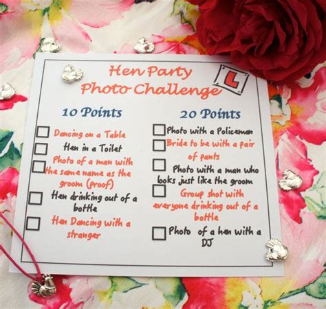 Hen Party Photo Challenge Card Ideal Favor By Confettilaceevents £300
