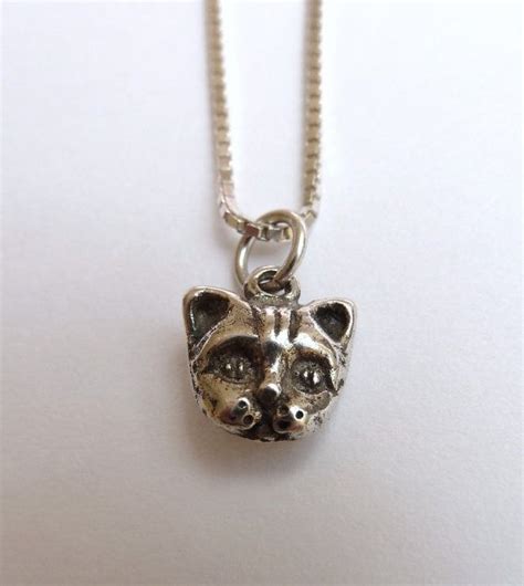 Sterling Silver Cat Face Necklace Cat Face Necklace Sterling Silver Cat Silver Cat