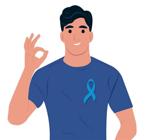Prostate Cancer Awareness Ribbon With A Man And A Symbol Of Mens