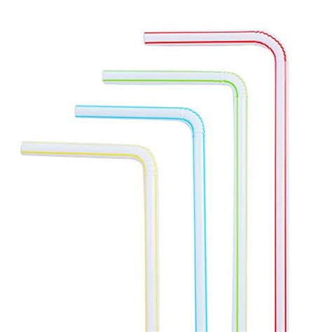 Flexible Straws200 Pcs Disposable Stripes Multiple Colors Drinking