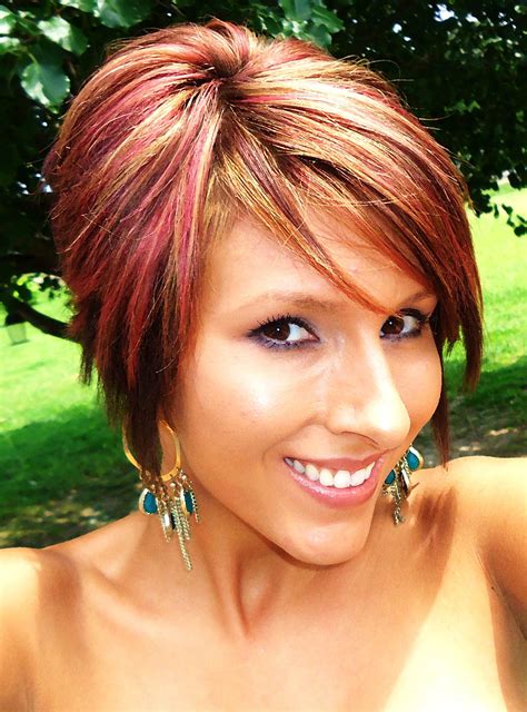 Short Boblong Pixie Red Highlights Hair Hair Colours