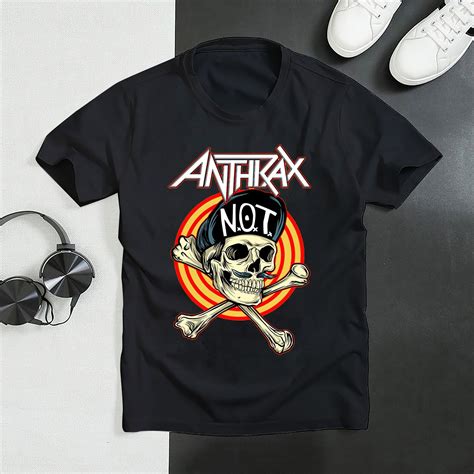 Anthrax Skullcap Cool Logo T Shirt Anthrax Rock Band Cool Etsy