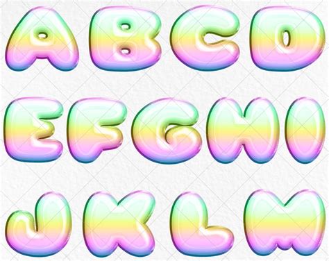 Rainbow Alphabet Clipart Colorful Letters Clip Art Glam Etsy
