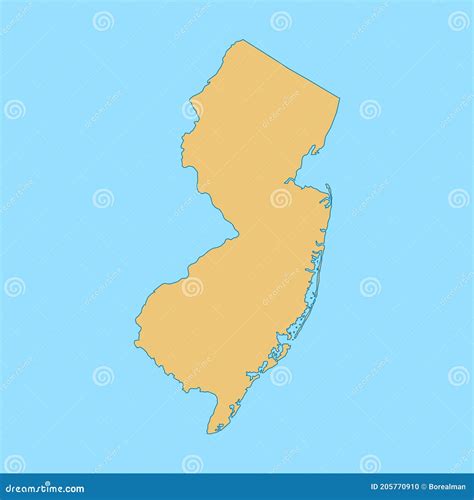 Map Of The New Jersey Stock Vector Illustration Of Vector 205770910