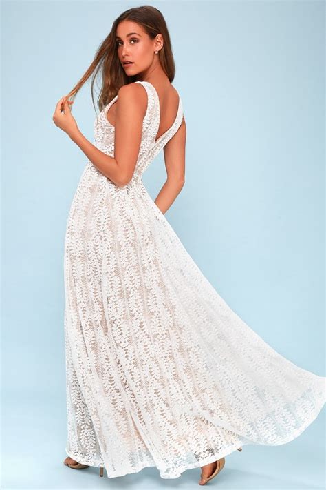 Elegant White Maxi Dress White Lace Dress Bridal Dress Lulus