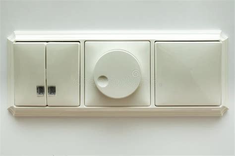 Wall Electric Light Switch And Dimmer Switch Stock Image Image Of