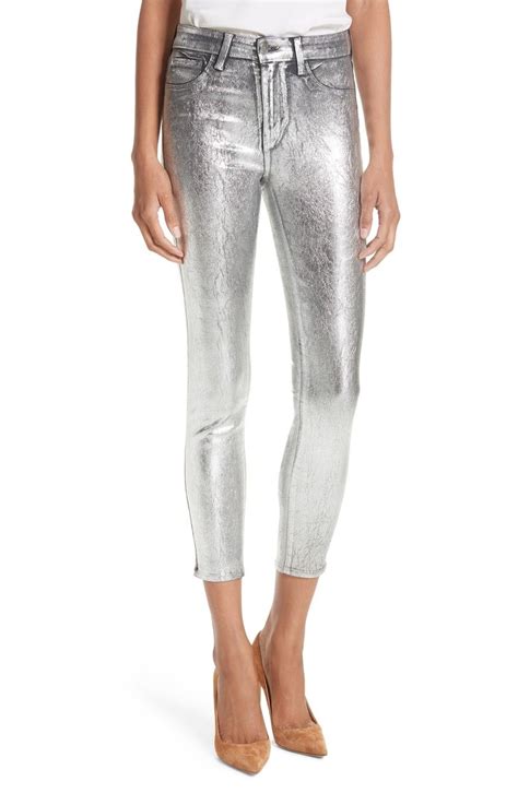 L Agence Margot Metallic Coated Crop Skinny Jeans Nordstrom Cropped