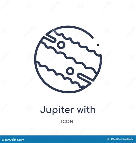 Outline Jupiter With Satellite Vector Icon Isolated Black Simple Line