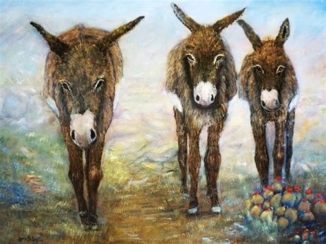 Three Donkeys Paintings By Loretta Luglio